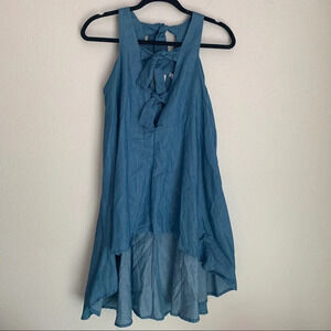 Line 6ix chambray knotted high low tank blouse Medium